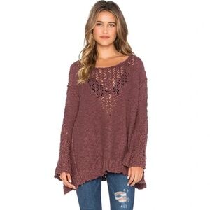 Free People Textured Knit Sweater - Dusty Rose